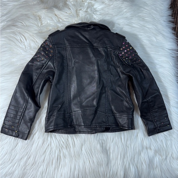 H&M Faux Leather Studded Moto Jacket Size 3-4 - Picture 5 of 10